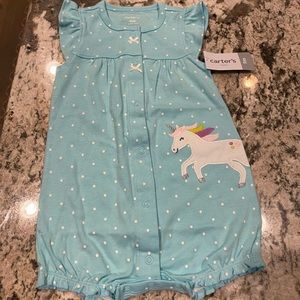 Carters 9 month girls blue Onesie
